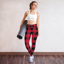 Charger l&#39;image dans la galerie, Red and Black Plaid Yoga Leggings
